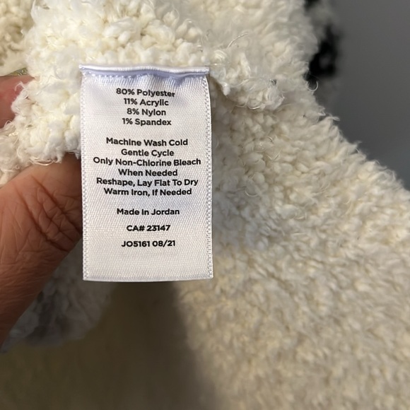 Talbots Half-Zip Argylle Snowflakes Off White Black Cozy Sweater Size 1X Petite - Picture 10 of 14